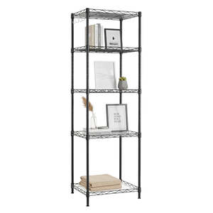 5-Tier Adjustable Wire Metal Kitchen Shelves - Black