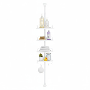 Expandable Bathroom Caddy Corner Shelf Rack (White)