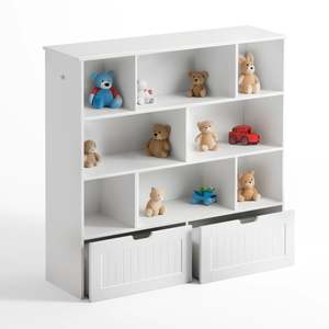 Storage Furniture: Lumi Kids Bookshelf & Toy Drawer Organiser - White
