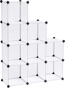 Storage Furniture: Cube Storage Shelf Modular Bookcase White (Set of 9)