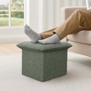 Storage Ottoman: UltraPlush Foldable Ottoman - Olive Green