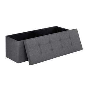 Storage Ottoman: Storage Ottoman Bench Fabric Large - Grey