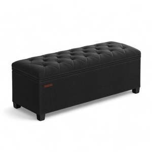 2 in 1 Storage Ottoman Bench Seat - Ink Black