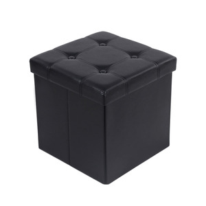 Storage Ottoman: Storage Ottoman Bench Seat Leather Small - Black