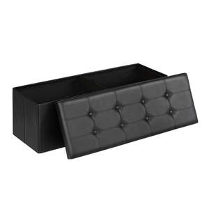 Storage Ottoman: Storage Ottoman Bench Leather Large - Black