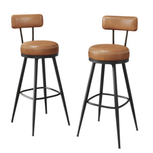 Vasagle: 360° Swivel Bar Stool - Brown (Set of 2)