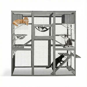 Pet Supplies: Arlo Outdoor Wooden Cat House Enclosure – Grey