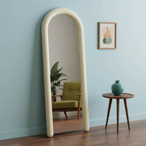 Gifts For Her: Alia Arched Framed Floor Mirror (160 × 60 cm) - Milk White
