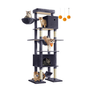 Pet Supplies: Cat Tree Tower 201cm with Caves & Hammocks – Grey