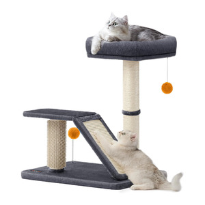 Cat Tree Tower 63cm with Scratching Post & Bed – Dark Grey