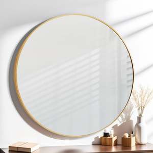 Gifts For Her: Stella Round Metal Framed Wall Mirror 80cm x 80cm - Gold