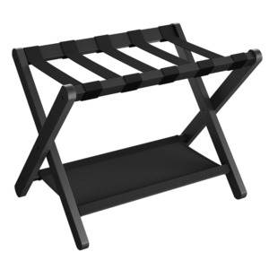 Solid Wood Folding Luggage Rack - Black