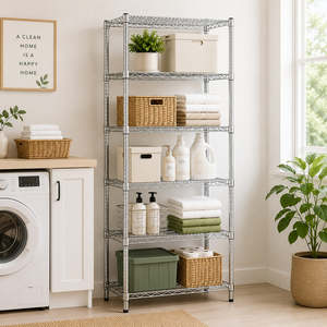 Pre Order: Chrome Wire Storage 6-Tier Garage Shelves 60cm x 35cm x 180cm