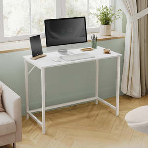 Office Desks: Study Office Computer Desk - White