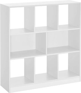 Display Shelf: Wooden Bookcase 8 Cube Cubby - White