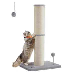 Pre Order: Cat Scratching Post 85cm with Spring Pompom - Grey
