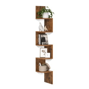 Wall Floating Shelves: 5-tier Floating Wall Book Shelf - Brown