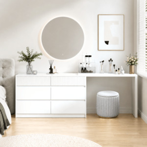 Dressing Tables: Nola Floating Dressing Table with Chest of 6 Drawers