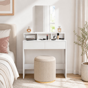 Dressing Tables: Aria Dressing Table with Mirror – White