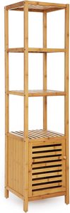 Bamboo Shelves: 4 Tiers Free Standing Bamboo Storage Tower Floor Cabinet