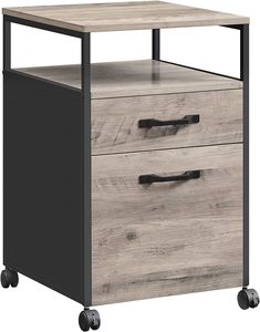 Home Office Cabinet: Rolling Office Filing Cabinet with Wheels - Grey