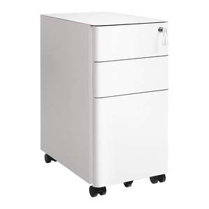 Home Office Cabinet: Office Cabinet with Wheels and Lock - White