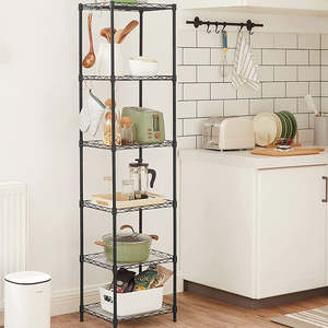 Fathers Day: 6 Tier Metal Storage Rack Shelf - Black