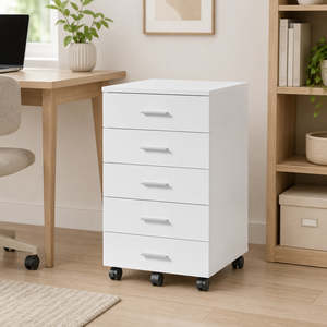 In Stock: 5-Drawer Mobile File Cabinet