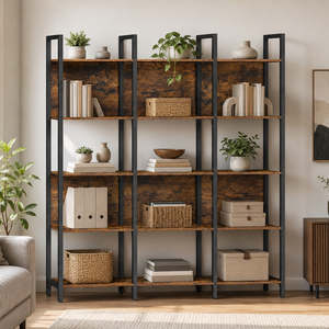In Stock: 5-Tier Industrial Freestanding Bookshelf