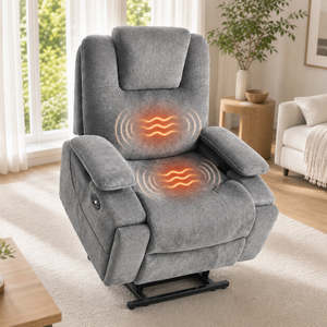 Pre Order: Electric Lifting 6D Headrest Extra Wide Heatable Massage Recliner Armchair- Dark Grey