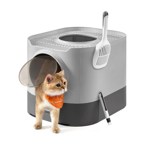 Cat Litter Box XL with Lid - Grey