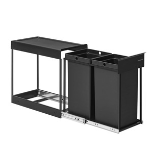 Dual-Compartment Pull-Out Kitchen Bin 2 x 15L - Black