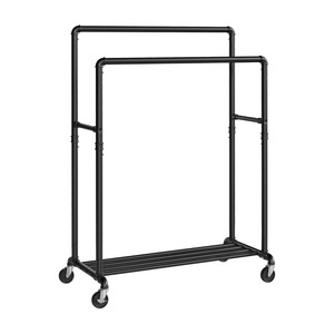 Garment Rack: Industrial Style Adjustable Double Hanging Rail Garment Rack