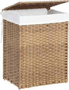 Rattan Laundry Basket 90L With Removable Liner Bag - Natural