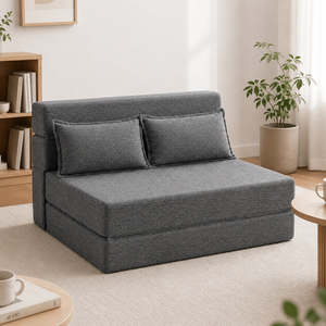 Holiday Gift: 3-in-1 Foldable Lounge Sofa Bed – Adult Floor Couch (Charcoal Grey)