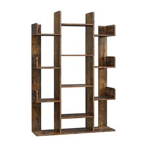 Tree Shaped Bookshelf With 13 Storage Shelves - Brown