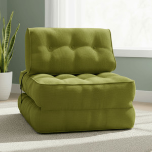 3-in-1 Convertible Sleeper Chair & Folding Mattress- Single (Green)