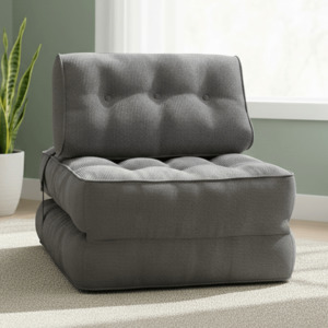 3-in-1 Convertible Sleeper Chair & Folding Mattress - Single (Charcoal Grey)