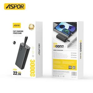 Powerbank: Aspor A337 22.5W PD + QC 3.0 LCD DISPLAY FAST CHARGE 30000mah