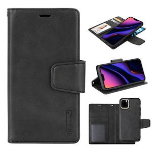 Iphone 15 Plus: Hanman 2 in 1 magnetic detachable leather Wallet Case iPhone 15 Plus Black
