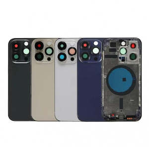 No Logo Middle Frame Back Housing With Glass For iPhone 14 Pro Max Silver