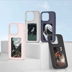 NFC Function DIY 4 Color E-ink Screen Phone Case For iPhone 13 / 14 Pink