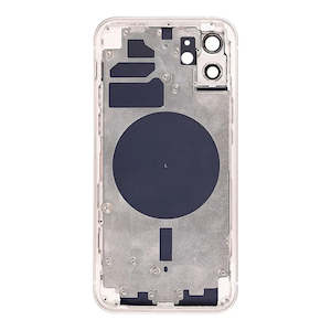 No Logo Middle Frame Back Housing With Glass For iPhone 12 Silver