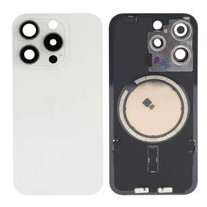 No Logo Back Glass With Bracket & Magnets iPhone 15 Pro Max White