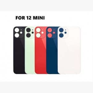 No Logo Back Glass For iPhone 12 Mini 5.4" Black (Big Cam Lens Hole)