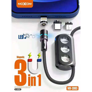 Cables: Moxom 3 in 1 Almighty Magnetic Cable 2.4A With LED Light