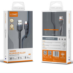 Cables: LDNIO Braided Lightning to USB Metal Connector 1 Meter Cable LS641