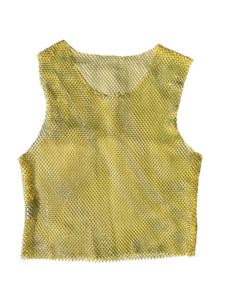 Unisex Sequin Tops: RHINESTONE SLEEVELESS TOP - YELLOW