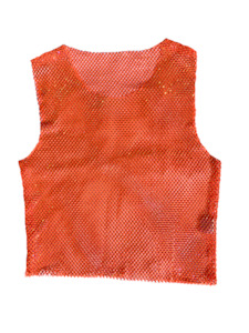 Unisex Sequin Tops: RHINESTONE SLEEVELESS TOP - ORANGE