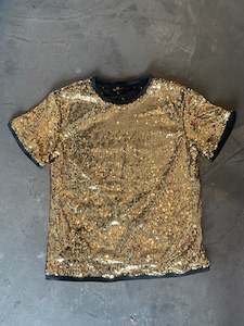 Unisex Sequin Tops: GOLD SEQUIN T-SHIRT